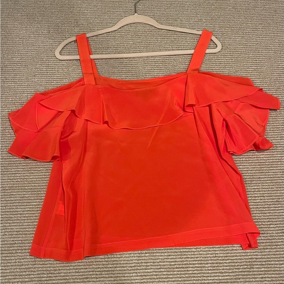 J. Crew Bright Red Ruffled Blouse - Picture 8 of 11